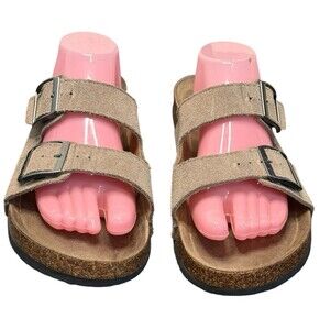 Woodstock Sandals Slides Double Strap Size 12M Brown Suede